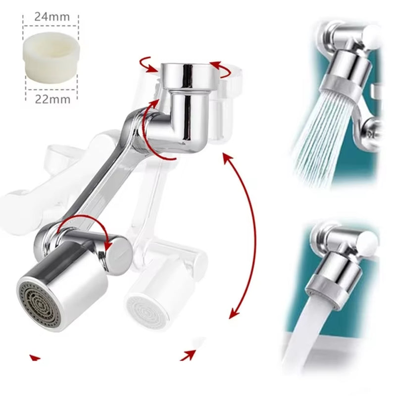 Multifunctional Rotary Extension Faucet 1080° Rotation Faucet Sprayer Dual Effluent Robot Arm Extension Faucets Aerator Bubbler